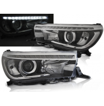 Faros Luz Diurna Toyota Hilux 16-  Led Projector R87 Luz Diurna Real Negro