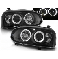 Faros Delanteros Angel Eyes Vw Golf 3 09.91-08.97 Fondo Negro
