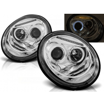 Faros Delanteros Angel Eyes Vw New Beetle 10.98-05.05 Cromados