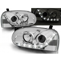 Faros Delanteros Luz Diurna Vw Golf 3 91-97 Cromados