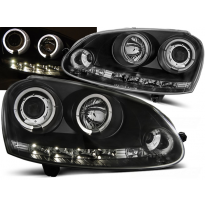 Faros Delanteros Angel Eyes Vw Golf 5 10.03-09 Fondo Negro