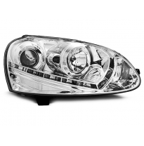 Vw Golf 5 03-08 Faros Delanteros Luz Diurna Cromados