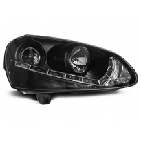 Vw Golf 5 03-08 Faros Delanteros Luz Diurna Fondo Negro