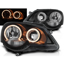 Faros Delanteros Angel Eyes Vw Polo 9n3 04.05-09 Fondo Negro