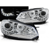 Faros Delanteros Luz Diurna Vw Golf 6 10.08-12 Tru Drl Ece-R87 Cromado