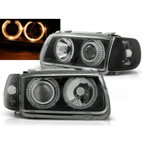 Faros Delanteros Angel Eyes Vw Polo 6n 10.94-09.99 Hatchback Fondo Negro
