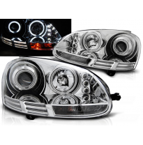 Faros Delanteros Angel Eyes Vw Golf 5 10.03-09 Angel Eyes Ccfl Cromado