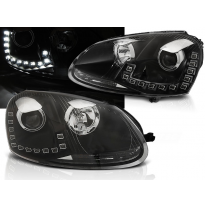 Faros Delanteros Luz Diurna Vw Golf 5 10.03-09 Led Drl Negro