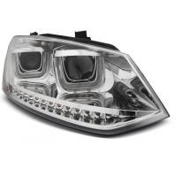 Faros Delanteros Luz Diurna Vw Polo 6r 09-03.14 U-Type Led Intermitentes Dinamicos Chrome