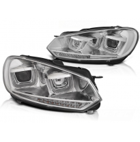 Faros Luz Diurna Vw Golf 6 08-12 U-Type Chrome Drl-Intermitente Dinamico Led Indicator