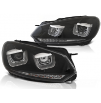 Faros Luz Diurna Vw Golf 6 08-12 U-Type Black Drl-Intermitente Dinamico Led Indicator