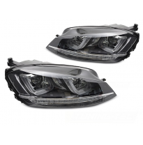 FAROS DELANTEROS INTERMITENTE DINAMICO NEGROS CON LINEA CROMADA para VW GOLF 7 13-17