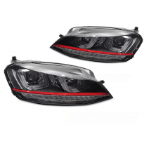 FAROS DELANTEROS INTERMITENTE DINAMICO NEGRO CON LINEA ROJA para VW GOLF 7 13-17