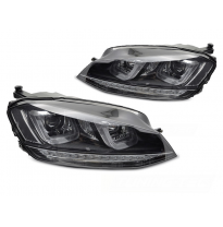 FAROS DELANTEROS INTERMITENTE DINAMICO NEGROS CON LINEA NEGRA aptos para VW GOLF 7 13-17