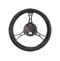 Funda Para Volante Universal, Piel Lisa Negra, 37-39 Cm