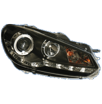 Faros Delanteros + Drl Vw Golf Vi 10/08- Black