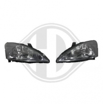 Set Faros Focus, 98-01; H4; Negro; Para Sistema Autorregulación De Faros