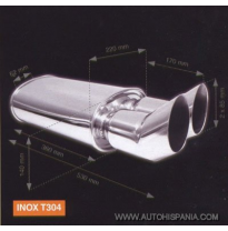 Sistemas De Escape Universales Blast Acero Inox Doble Dtm Raceland En Acero Inoxidable - Carbono.  Con Salida Redonda Y Punta De