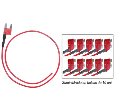 10 Fusibles Puente Mini 10 Amp Con Cable Para Alimentacion Exterior