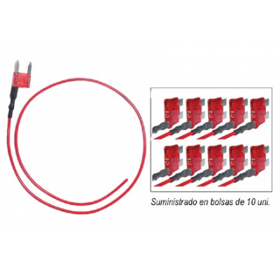 10 Fusibles Puente Uni 10 Amp Con Cable Para Alimentacion Exterior