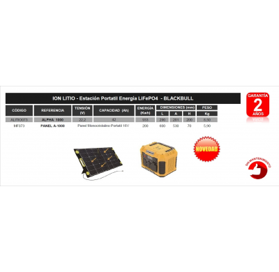 Bateria Blackbull Panel A-1000 Baterías De Litio Panel Monocristalino Portatil 16v Garantia 2 Años - Sin Mantenimiento