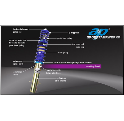 Suspension Roscada Mini Mini Coupe R58 (Ukl-C) 09/2011- Cooper S 1.6 120kw - Ap Suspension - Rebaje Delant:30-55 Detras: 30-60