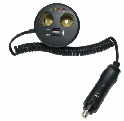 Doble Enchufe Mechero + 2 Puertos Usb Con Led Electricidad 12 V  Altium