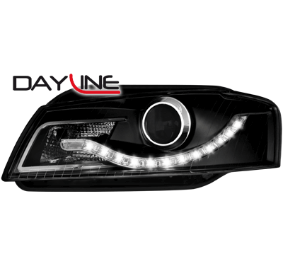 Faros Luz Diurna Audi A3 8p 03-08  _ _ Negro