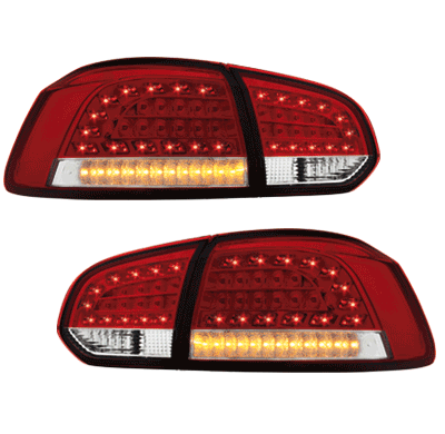 Pilotos Led Vw Golf Vi _Con Intermitente De Led_ Rojo/Crystal