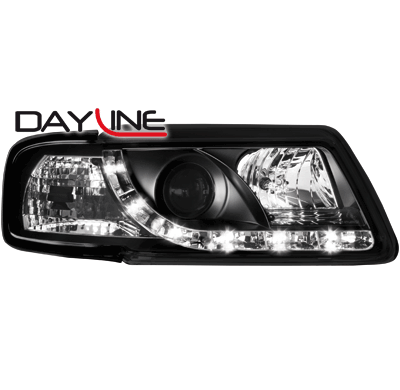 Faros Audi A3 8l 09.96-00 _ Con Diseño Luz Diurna _ Negro