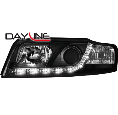 Faros Audi A4 8e 01+ _ Con Diseño Luz Diurna _ Negro