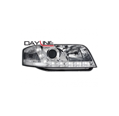 Faros Audi A6 98-02 Luz Diurna _ Cromado