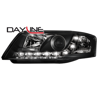 Faros Audi A6 98-02 Luz Diurna_ Negro