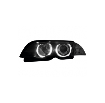 Faros Angel Eyes Bmw E46 4p 98-01 _ 2 Angel Eyes De Luz De Posición _ Negro