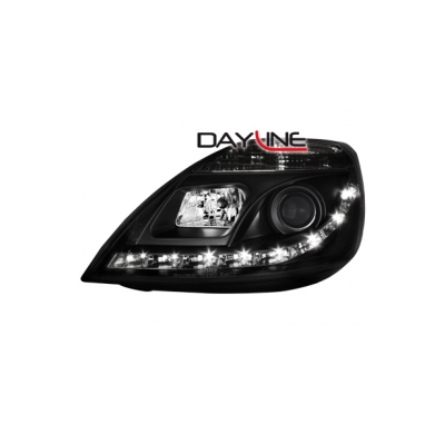 Faros Luz Diurna Ford Fiesta 02-05 _ _Con Motor_Negros