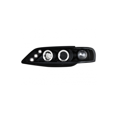 Faros Opel Vectra B 96-98 _ 2 Angel Eyes _ Negro