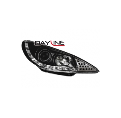 Faros Luz Diurna Peugeot 206 98-02  _ _Negros Con Intermitente De Led
