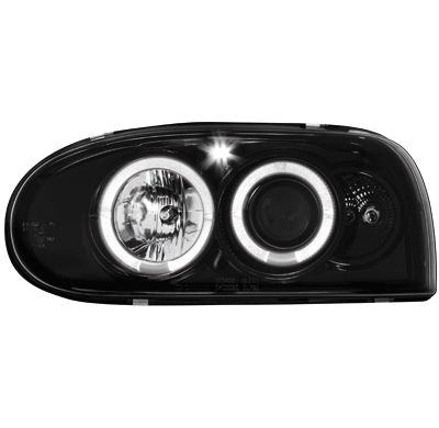 Faros Vw Golf Iii _ 2 Angel Eyes (Ojos De Ángel) _ Negro-Cromado