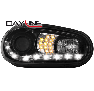 Faros Luz Diurna Vw Golf Iv _ _Negros_Intermitente De Led
