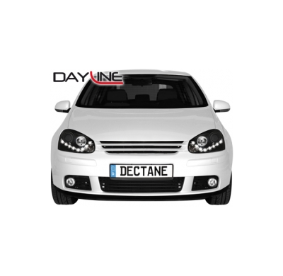 Faros Luz Diurna Vw Golf V 03-09 _ Negro _ Para Xenon De Serie