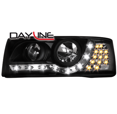 Faros Luz Diurna Vw T4 90-03 _  _ Negro