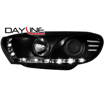 Faros Luz Diurna Vw Scirocco Iii 08+ Negros Intermitente Led