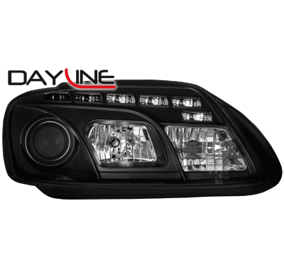 Faros Luz Diurna Vw Touran 1t 03-06 Negro