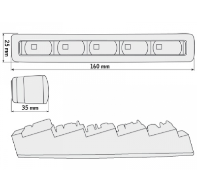 Luz Diurna Con 5 Hipower Led Lxhxt 160x25x35mm _ Cromado