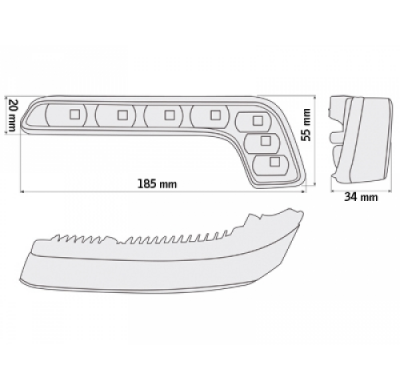 Luz Diurna Con 7 Hipower Led Lxhxt 185x20x34x55mm _ Cromado