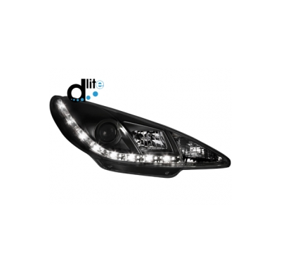 Faros Luz Diurna Peugeot 206 98-07 _Homologacion R87 _ Black