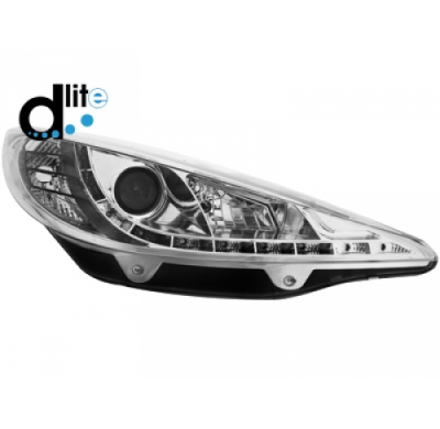 Faros Luz Diurna Homologacion R87 Peugeot 207 06-10_ Luz Diurna _ Cromado