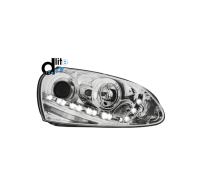 Faros Luz Diurna Vw Golf V Homologacion R87 _ Para Xenon Original _ Cromado