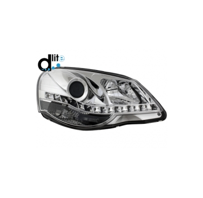 Faros Luz Diurna Vw Polo 9n3 05-09 _ Drl-Optic _ Cromado