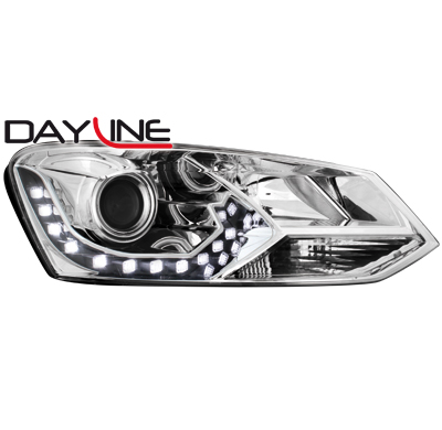 Faros Luz Diurna Vw Polo 6r 09+_Drl Optic_Cromado